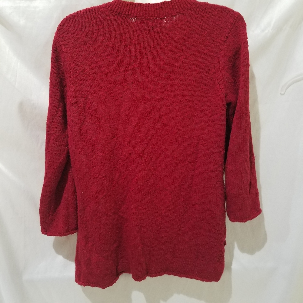 Tommy Bahama Sweater Red Nubby V-neck Split Hem - Picture 3 of 6
